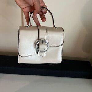 Topshop Cream Mini Bag with Silver Buckle